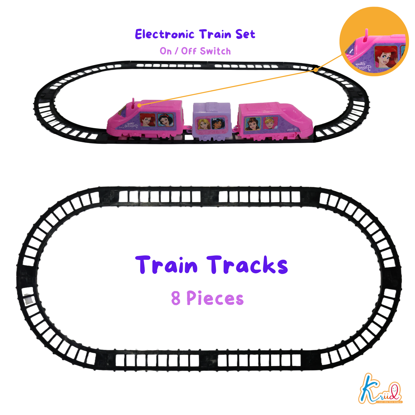 Kriiddaank TrainSetSmall-PrincessThemeByDisneySmall Royal Train Set for KidsMagical Disney Princess TrainMiniature Princess-Themed Toy TrainFairytale Train Set for GirlsInteractive Princess Train Set