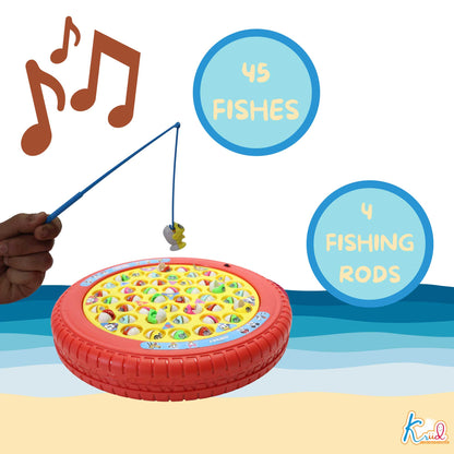 Kriiddaank  Musical Fishing Game B - MickeyMickey Battery Operated Fishing gameOcean Theme ToyElectronic Fishing ToyChildren’s GameInteractive Toy