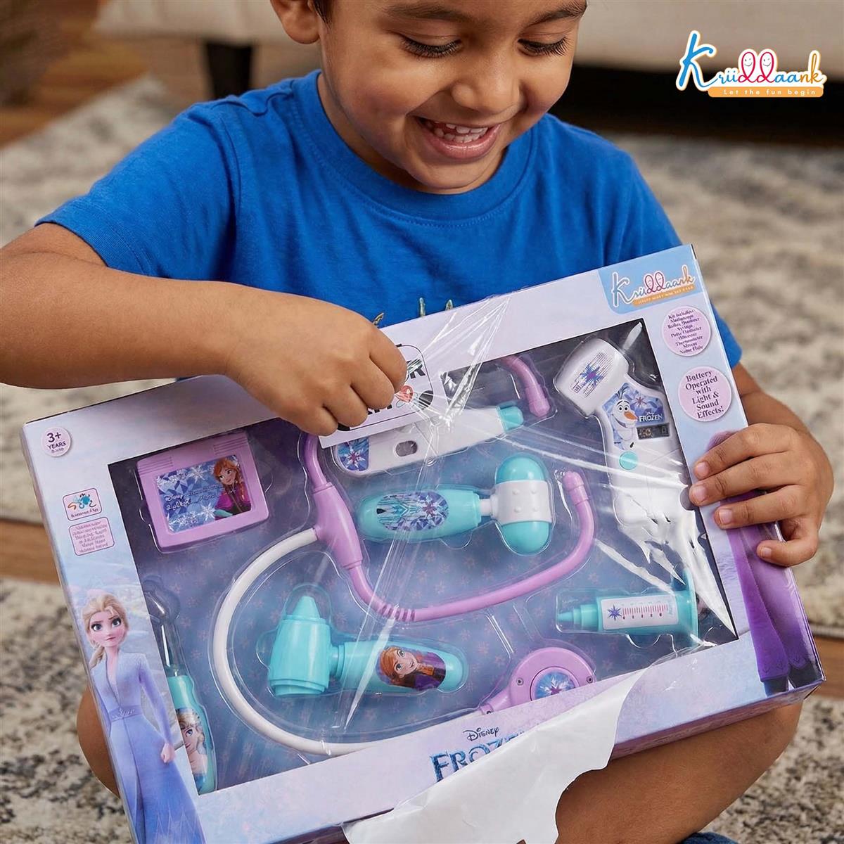 Disney Frozen Doctor Kit for Kids - 8-Piece Battery Operated Medical Play Set with Lights & Sounds, Includes Electronic Stethoscope & Accessories - Fun Pretend Play Toy for Ages 3+ (Turkish Blue)
