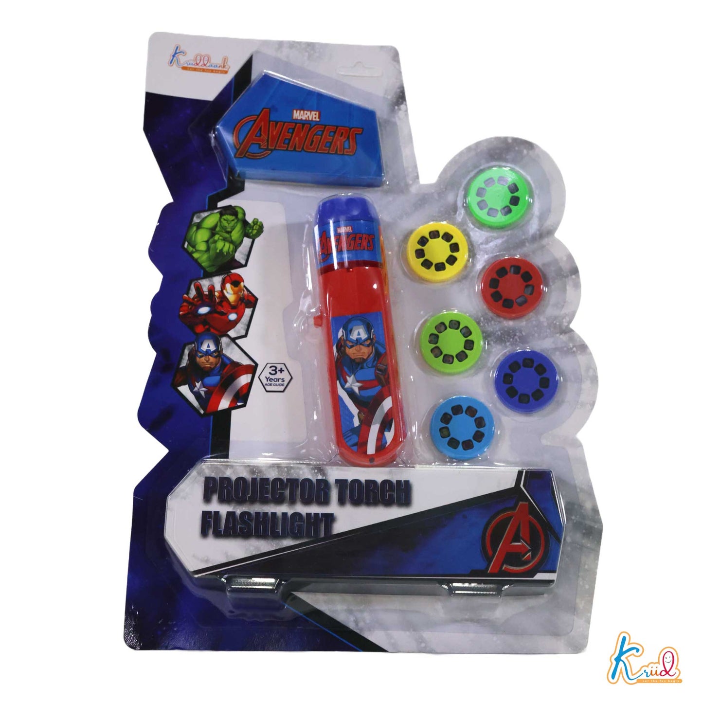 Kriiddaank ProjectorTorch-AvengersByMarvelHandheld Projector LightBattery Operated Projector TorchFun Flashlight with ProjectionsMarvel Heroes Projector LightAvengers Flashlight with Projections