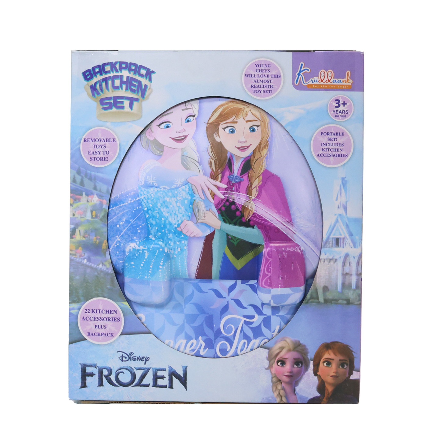 Kriiddaank BackpackKitchenSet-FrozenThemeByDisneyPortable Kitchen Playset for KidsMiniature Cooking PlaysetToddler Kitchen Toy with AccessoriesElsa & Anna Kitchen Play KitDisney Frozen Chef Play Set