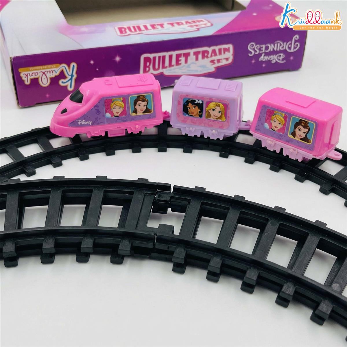 Kriiddaank Princess Train Set for Girls - 21 Pcs Battery Operated Bullet Train with Sound Effects, Easy-to-Assemble Tracks, Educational Motor Skills Toy for Kids 3+ Years, Pink