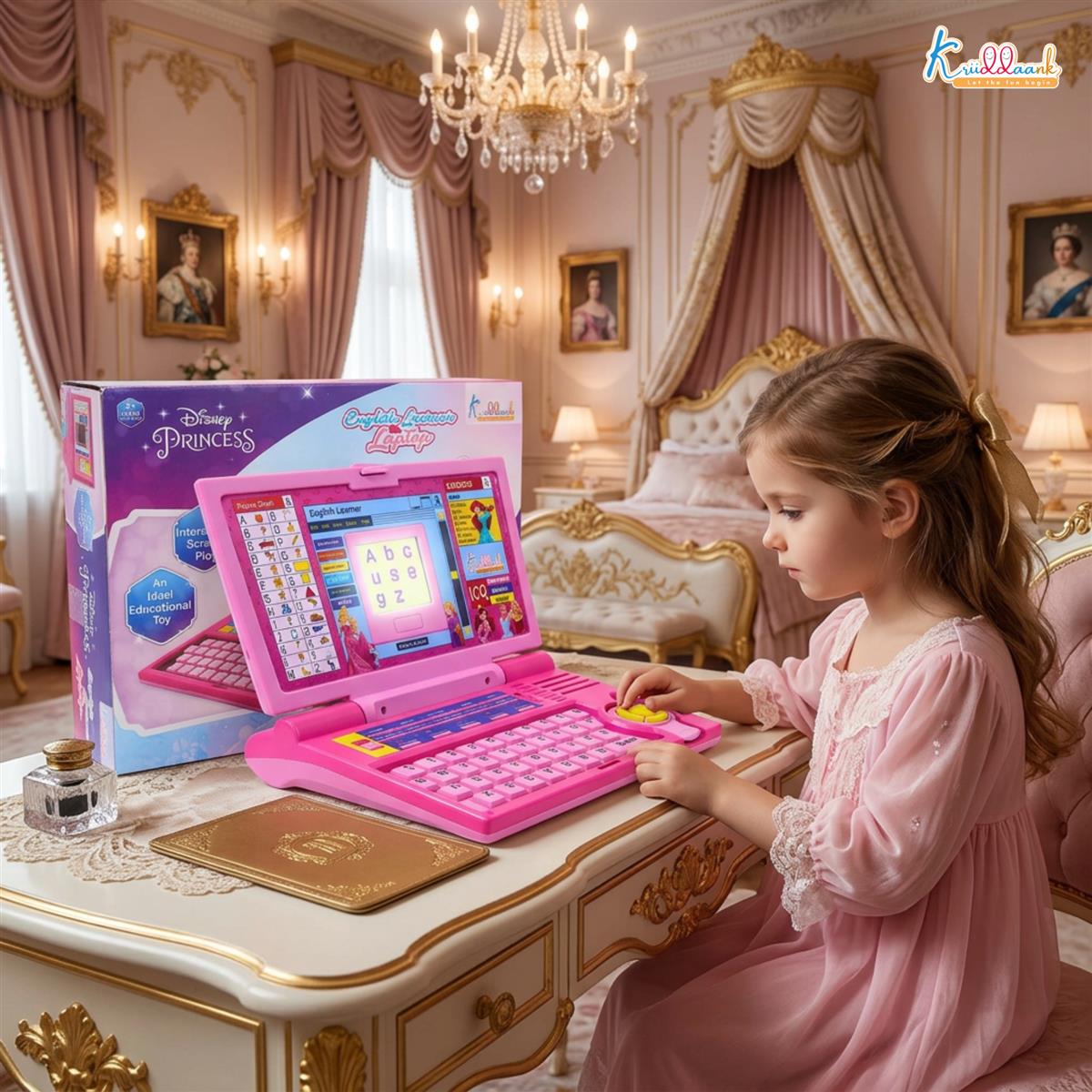 Disney Princess Interactive English Learning Laptop for Toddlers - 20 Educational Activities, Letters, Numbers & Games - Pink Educational Toy for Kids 3+ Years