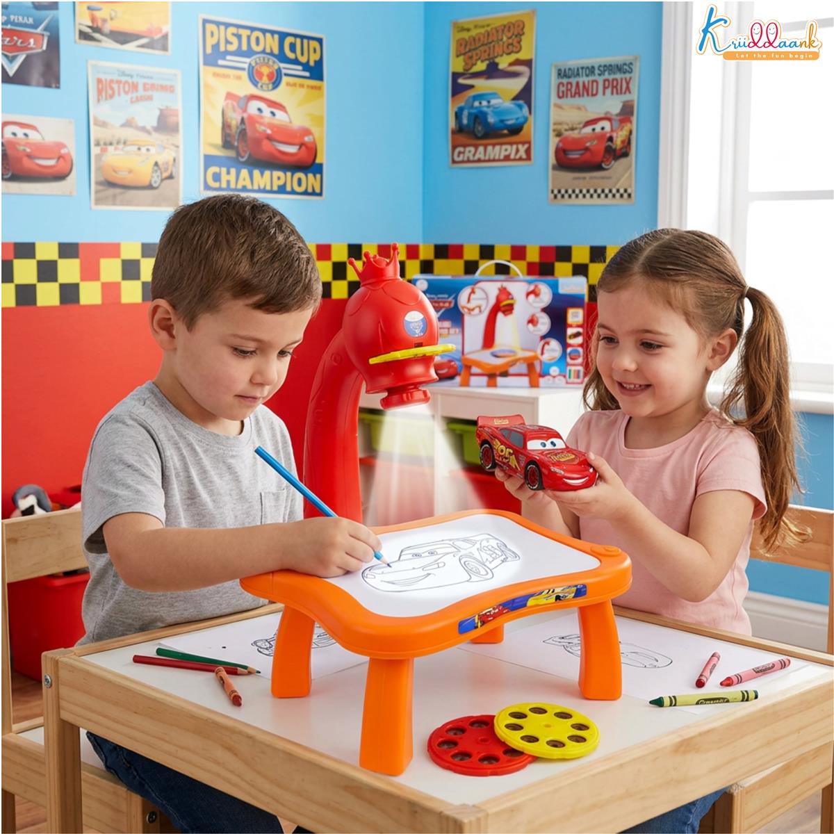 Kriiddaank Pixar Cars Tracing Projector Set for Kids - Trace & Draw Art Activity Set with 24 Patterns, Adjustable Focus & 3 Slides - Educational Sketching Toy & Creative Gift for Boys & Girls 3+