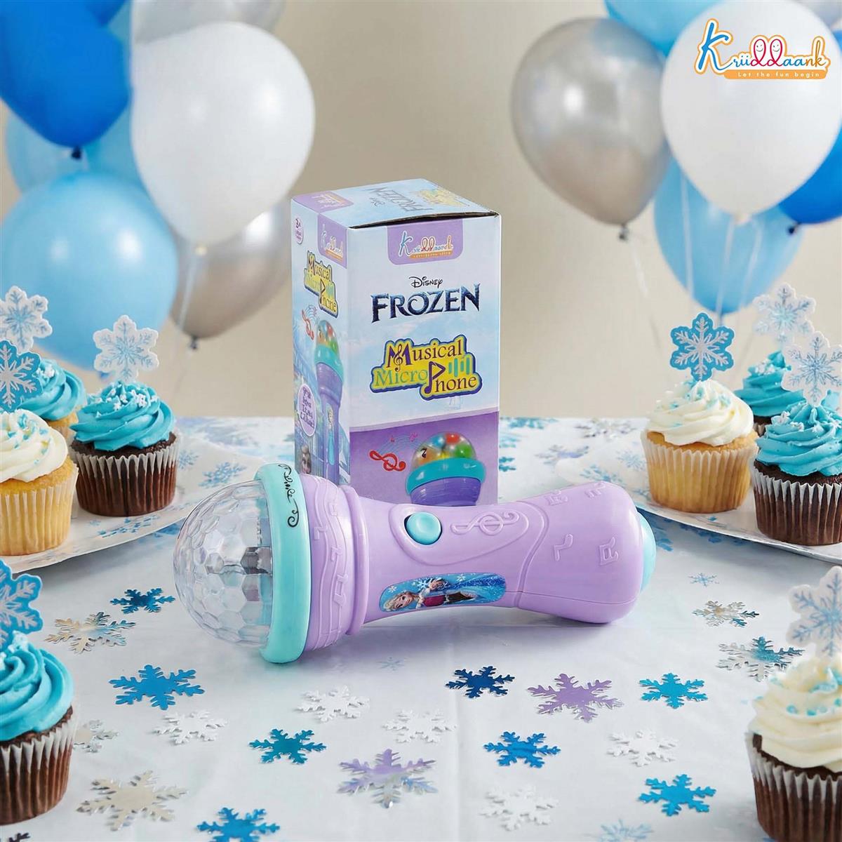 Kriiddaank Frozen Theme Musical Microphone for Kids - Elsa & Anna Singing Karaoke Toy with Rotating Disco Projection Lights & Music, Interactive Educational Toy for Toddlers 3+ Years (Blue)