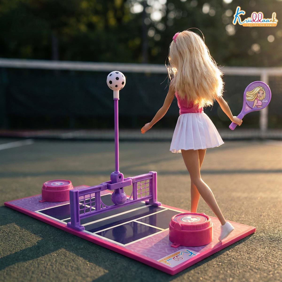 Kriiddaank Barbie Tennis Smash Sports Set for Girls, Lightweight Eco-Friendly Rackets & Ball, Indoor/Outdoor 2-Player Game, Safe & Smooth Edges, Table Top Friendly, Kids Age 3 Years+