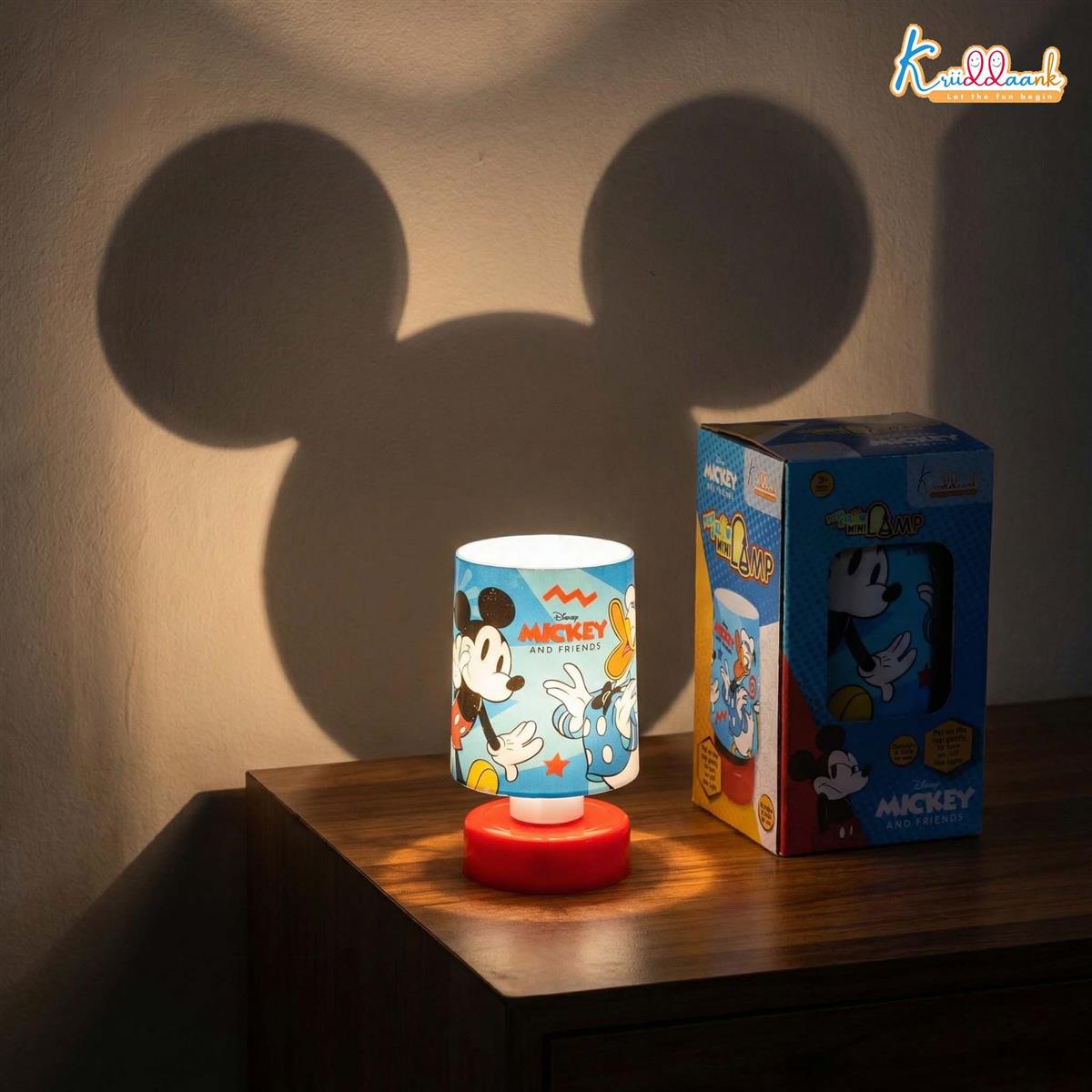 Kriiddaank Mickey Mouse Themed Table Lamp - Battery Operated LED Night Light for Kids Bedroom, Push Top Glow Lamp, Portable Bedside Decor & Disney Collectible Gift for Boys and Girls, 3+ Years