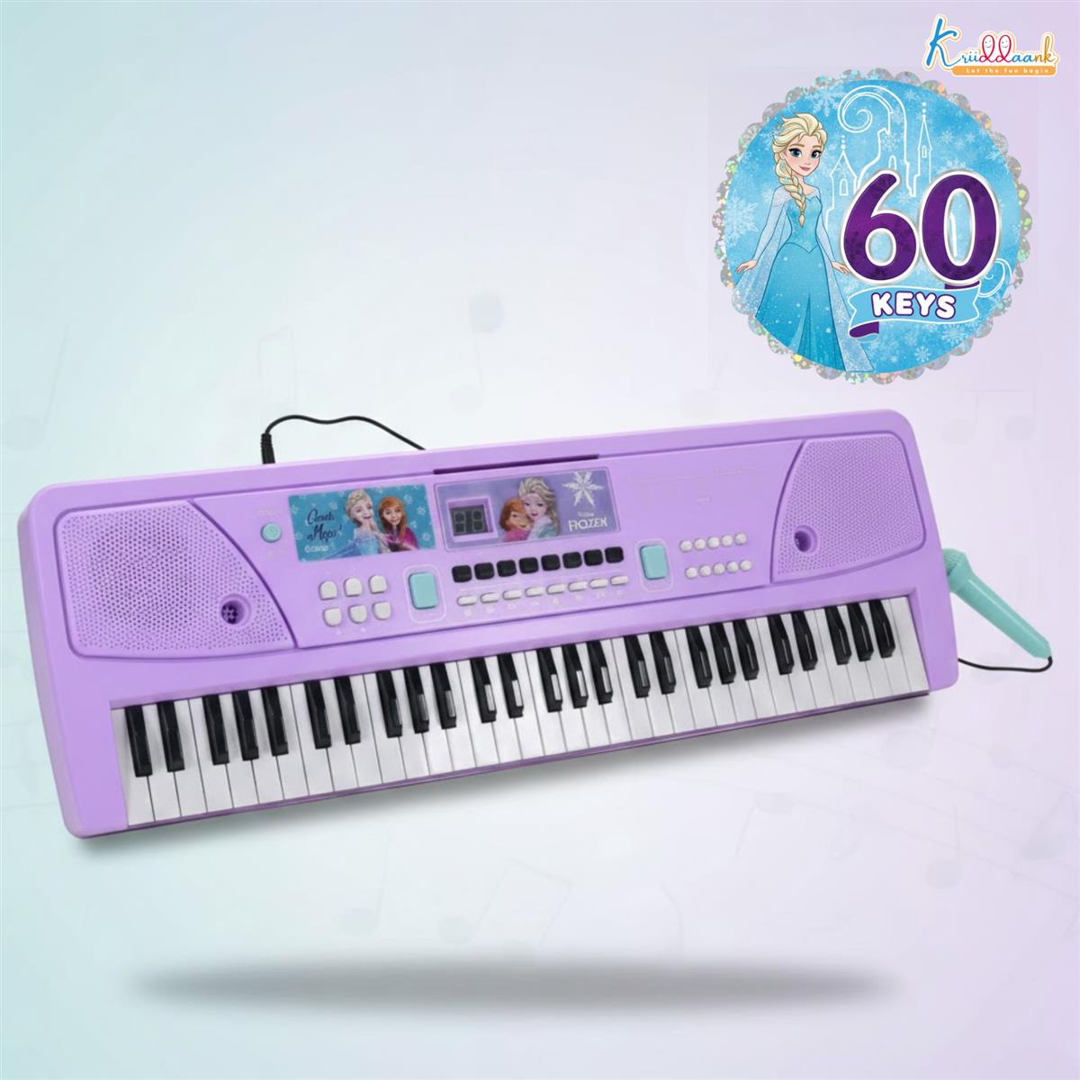 Frozen Keyboard Piano for Kids - 61 Scale Organ Keys Digital Musical Toy with Microphone, 16 Tones, 10 Rhythms, Recording & Playback, USB & Battery Powered, Learning Gift for Girls Age 3+