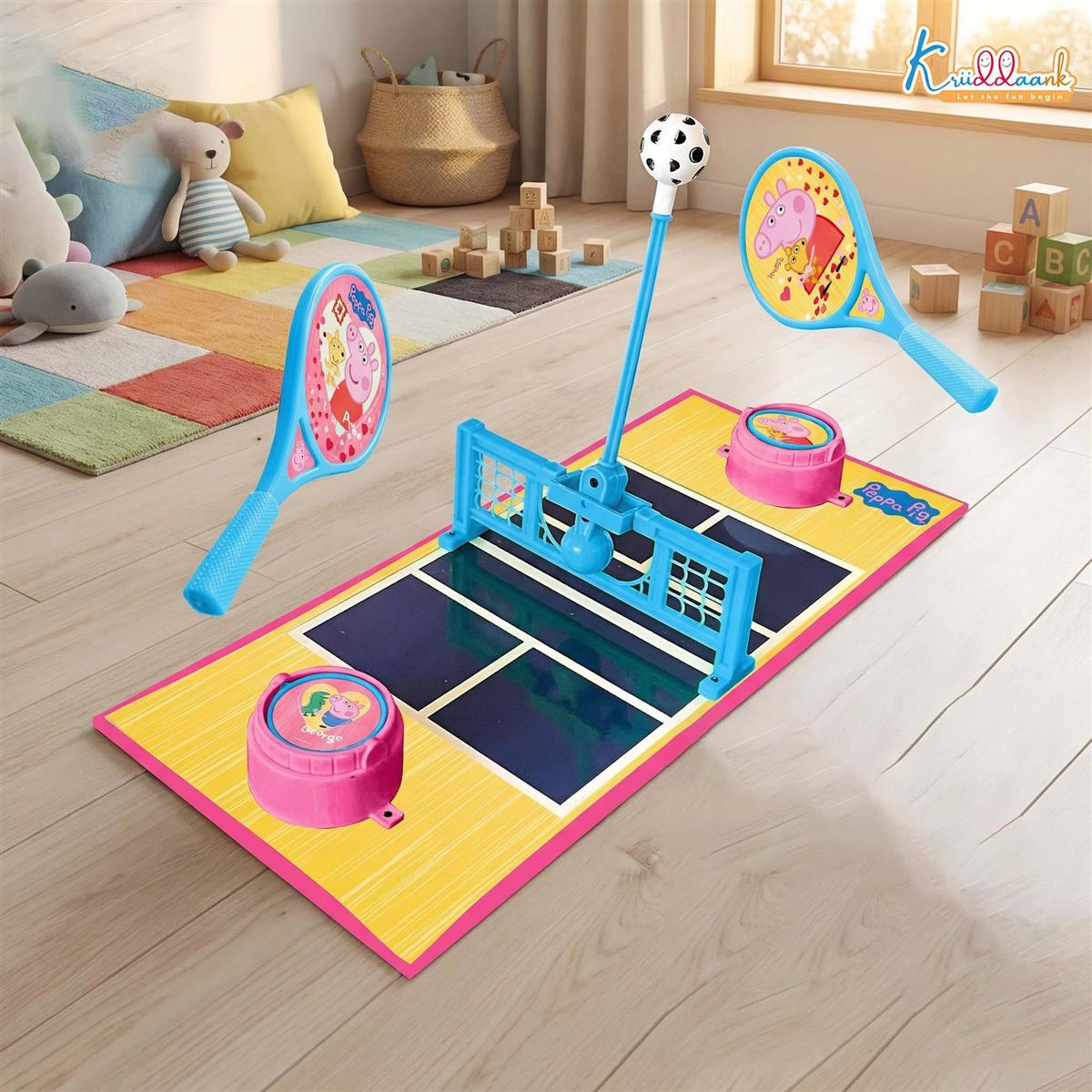 Kriiddaank Peppa Tennis Smash Tabletop Table Tennis Game for Kids - 2-Player Interactive Ping Pong Toy Set with Spring Launcher & Paddles - Active Indoor Fun, Birthday Gift for Boys & Girls 3+