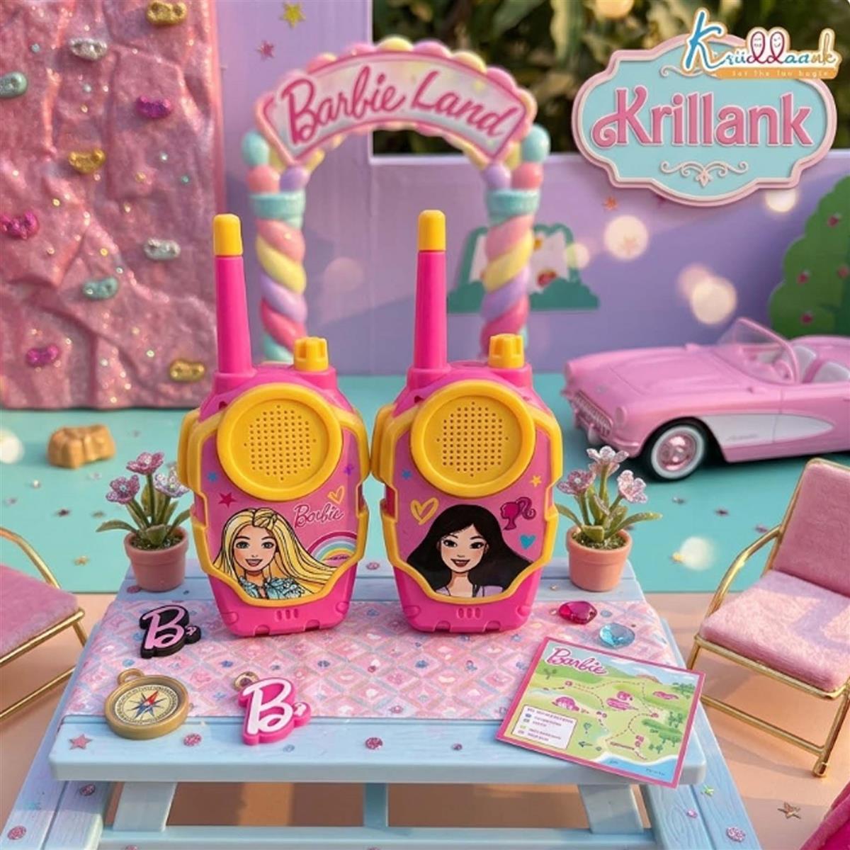 Barbie Walkie Talkie Set for Kids - 75m Long Range 2-Way Radios, Pink Communication Toys for Girls & Boys, Ideal for Camping, Hiking & Indoor Play, Child Safe & Non-Toxic, Ages 3+ (2 Pieces)