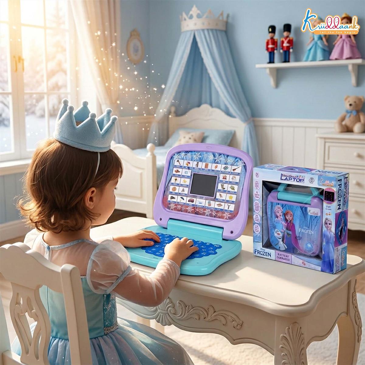 Frozen Theme Educational Laptop for Kids - Interactive Learning Computer with Screen, Sounds & Music for Alphabet, Numbers & Word Learning - Safe Non-Toxic Pre-School Toy for 3+ Year Olds