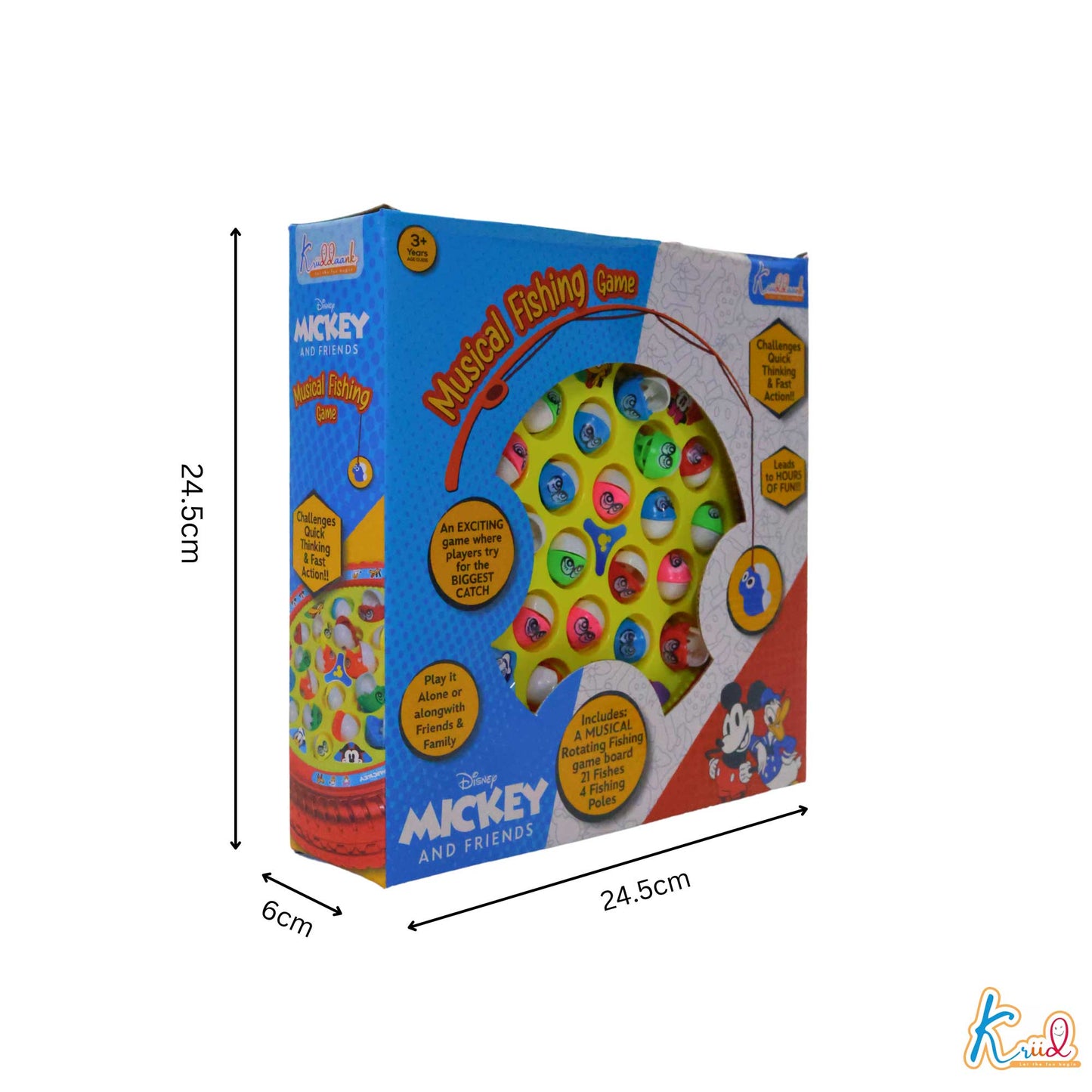 Kriiddaank MusicalFishingGame-MickeyThemeFS-100360ByDisneyBattery Operated Fishing GameFun Learning ToyBattery Operated Fishing GameInteractive ToyMickey Fishing Game