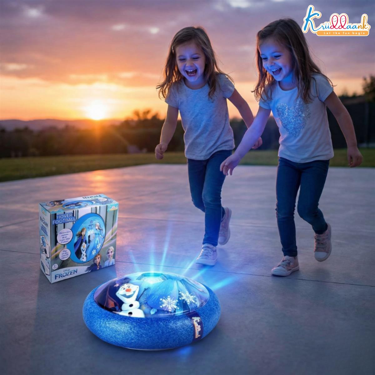 Frozen Theme Hover Football - LED Light Up Air Soccer Ball with Soft Foam Bumpers - Disney Elsa & Anna Indoor Sports Toy for Kids Boys & Girls, Glides on Smooth Surfaces, Safe Active Play