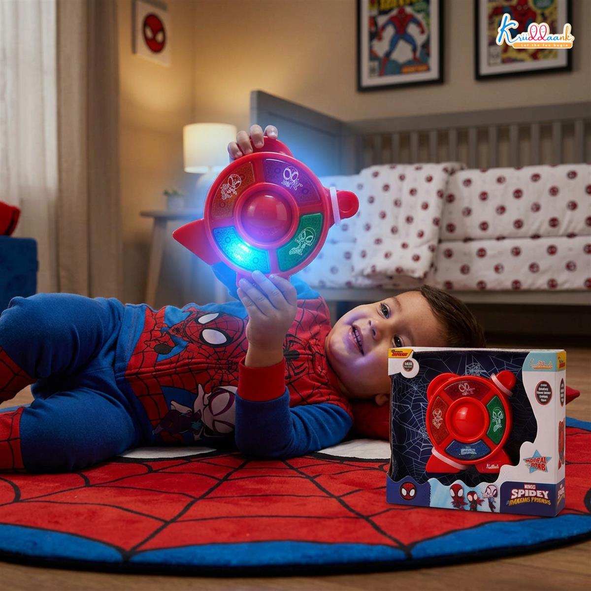 Spiderman Theme Portable Music Star System for Kids â€“ Interactive Pocket-Sized Sound Toy with 4 Animal & Musical Tones â€“ Battery Operated Safe & Durable Educational Toy for 3+ Year Olds