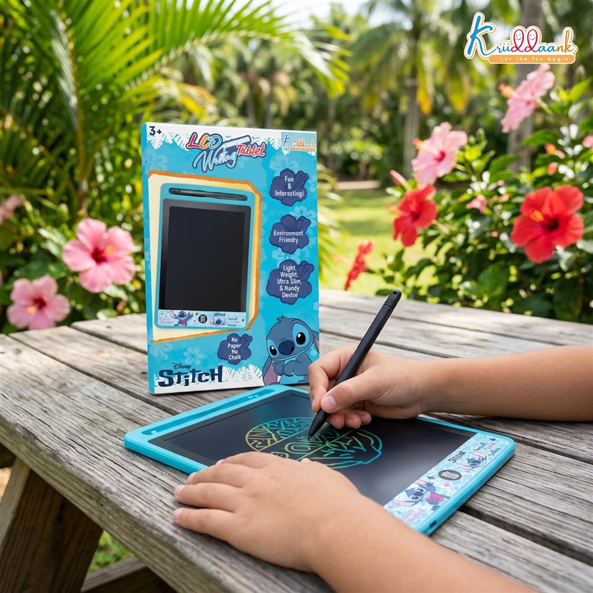 Kriiddaank Stitch Theme LCD Writing Tablet for Kids, 8.5 Inch Electronic Drawing Pad & Magic Slate, Portable Rewritable Doodle Board, Birthday Gift for Boys & Girls 3-9 Years Old, Blue