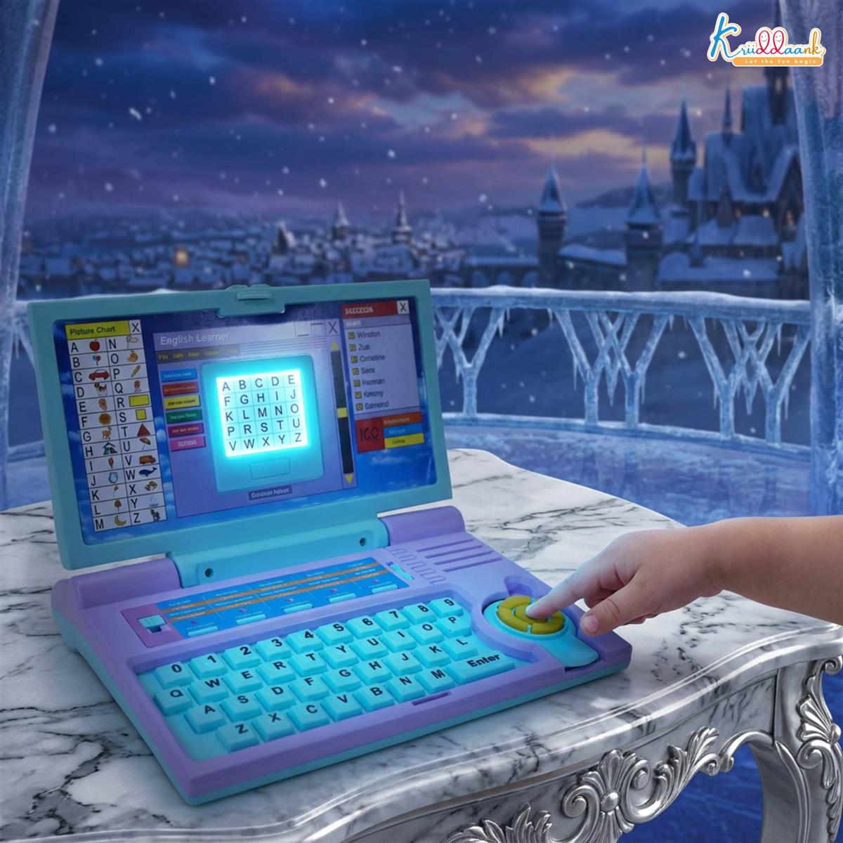 Frozen Educational Laptop for Kids - Interactive Learning Toy for Girls Age 3+ with 20 Activities, Mouse Control, Learn Alphabet, Numbers, Words, Games, Music & Logic - Turquoise Blue