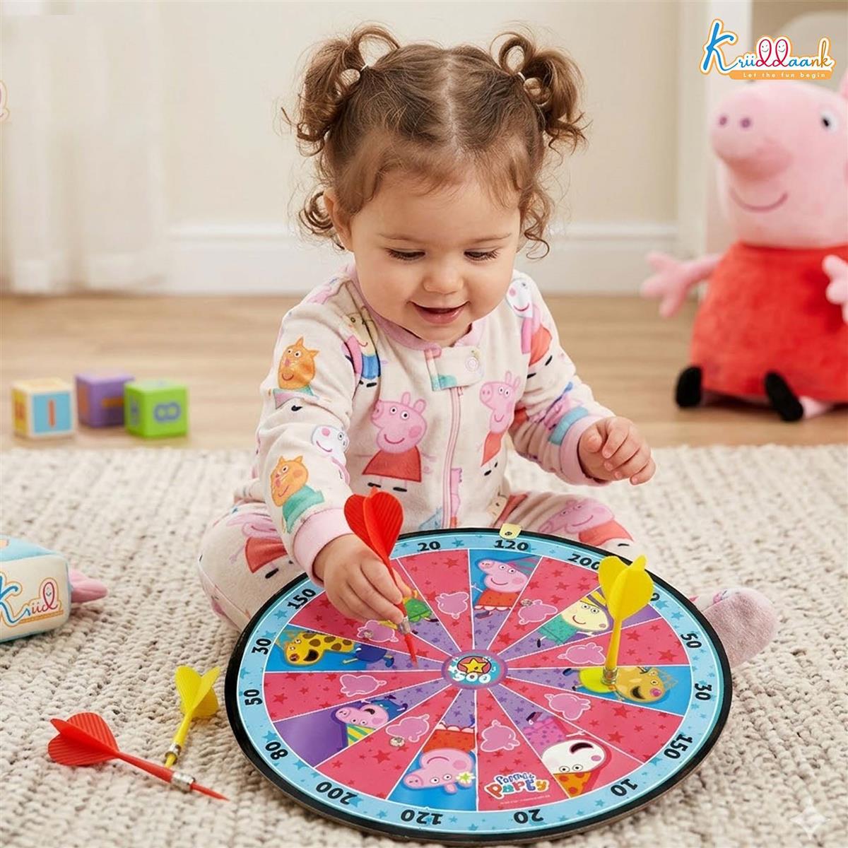 Peppa Pig 2-in-1 Flip N Play Board Game - Magnetic Dartboard & Classic Ludo Set for Kids | Safe Indoor Target Game with Dice, Darts & Pawns | Fun Family Game for Boys & Girls Ages 3+