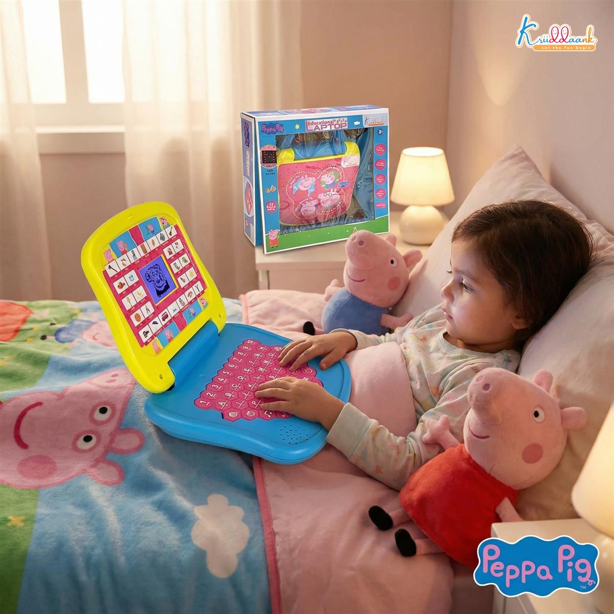 Peppa Pig Educational Laptop for Kids - Interactive Learning Toy with Screen, Music & Sounds - Pre-School Alphabet, Numbers & Word Pronunciation - Safe & Durable Electronic Toy for Ages 3+