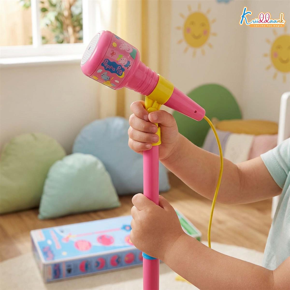 Hasbro Peppa Pig Portable Wireless Karaoke Microphone with Adjustable Stand for Kids - Bluetooth Singing Toy with Echo Control & Voice Amp, Height up to 106cm, Pink Musical Gift for Ages 3+