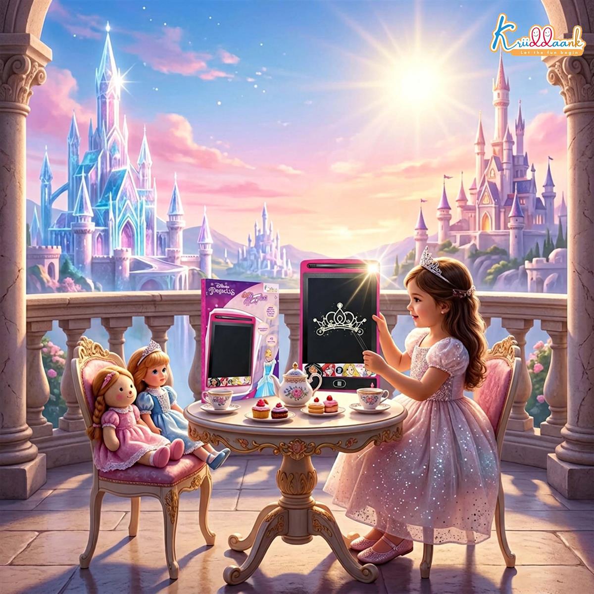 Kriiddaank Princess LCD Writing Tablet, 8.5 Inch Electronic Drawing Pad for Kids, Reusable Doodle Board & Magic Slate, Toddler Travel Toy & Birthday Gift for 3-12 Year Old Girls, Pink