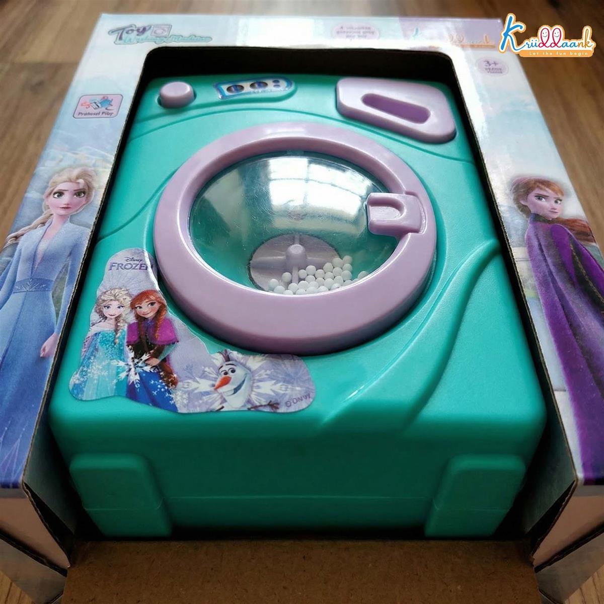 Frozen Family Mini Washing Machine Toy for Toddlers - Interactive Home Appliance with Lights & Sounds, Educational Pretend Play Laundry Set for Kids Ages 3+, Battery Operated (Turkish Blue)