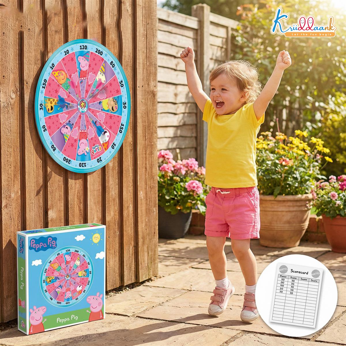 Kriiddaank Peppa Pig 2-in-1 Dartboard & Ludo Game for Kids - Safe Magnetic Indoor Target Game with Darts - Double-Sided MDF Board for Focus & Coordination - Perfect Birthday Gift for Boys & Girls