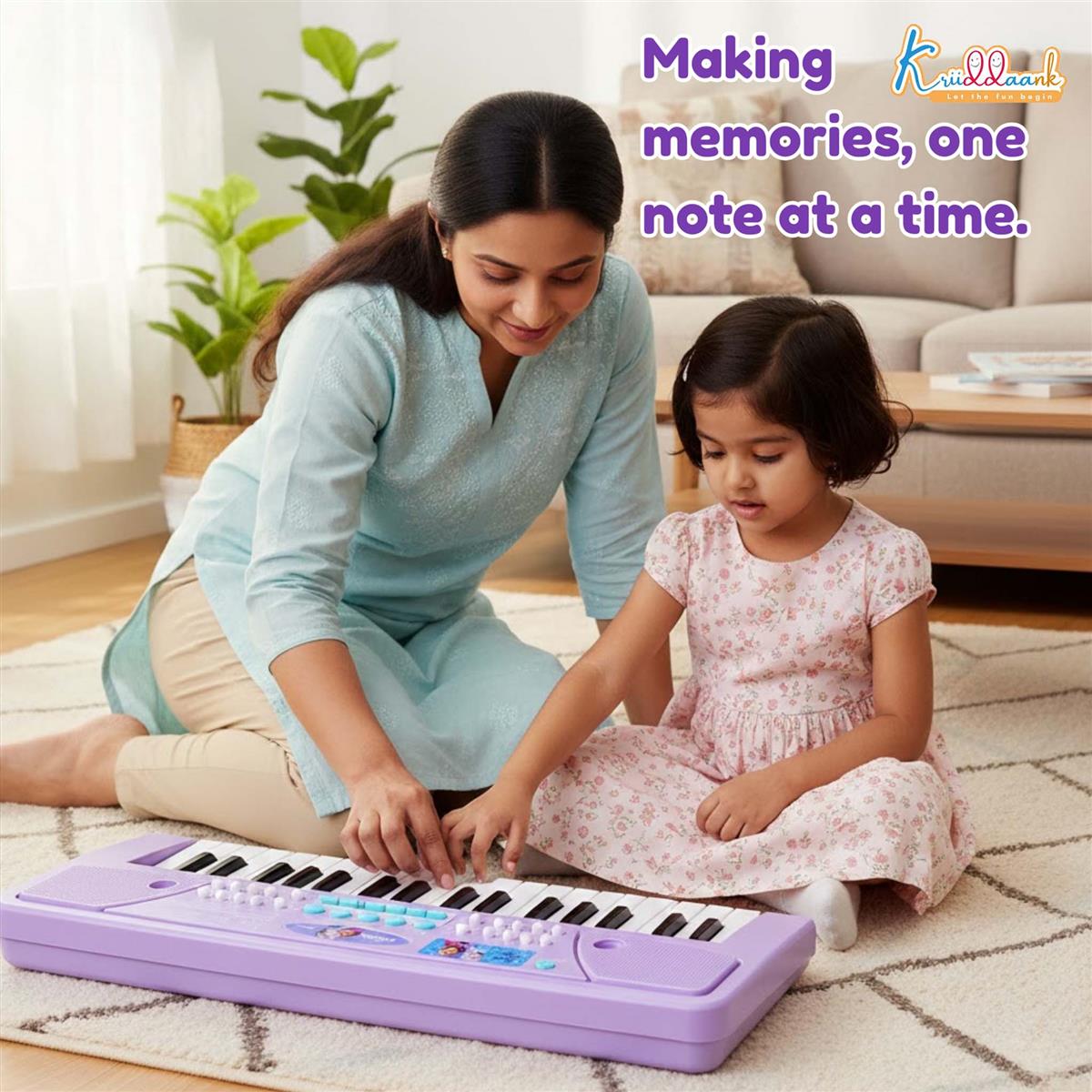 Frozen Keyboard Piano for Kids - Elsa & Anna Theme Musical Toy with Microphone & USB Cable, 8 Rhythms & 8 Instrument Sounds, Educational Learning Toy for Boys & Girls 3+ Years (Turkish Blue)