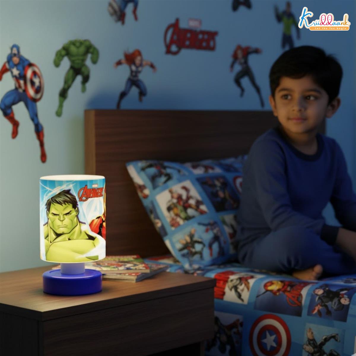 Marvel Avengers Theme LED Table Lamp for Kids - Push & Glow Battery Operated Mini Desk Light for Study & Bedroom Decoration - Superhero Night Light for Boys & Girls (Red/Multicolor)