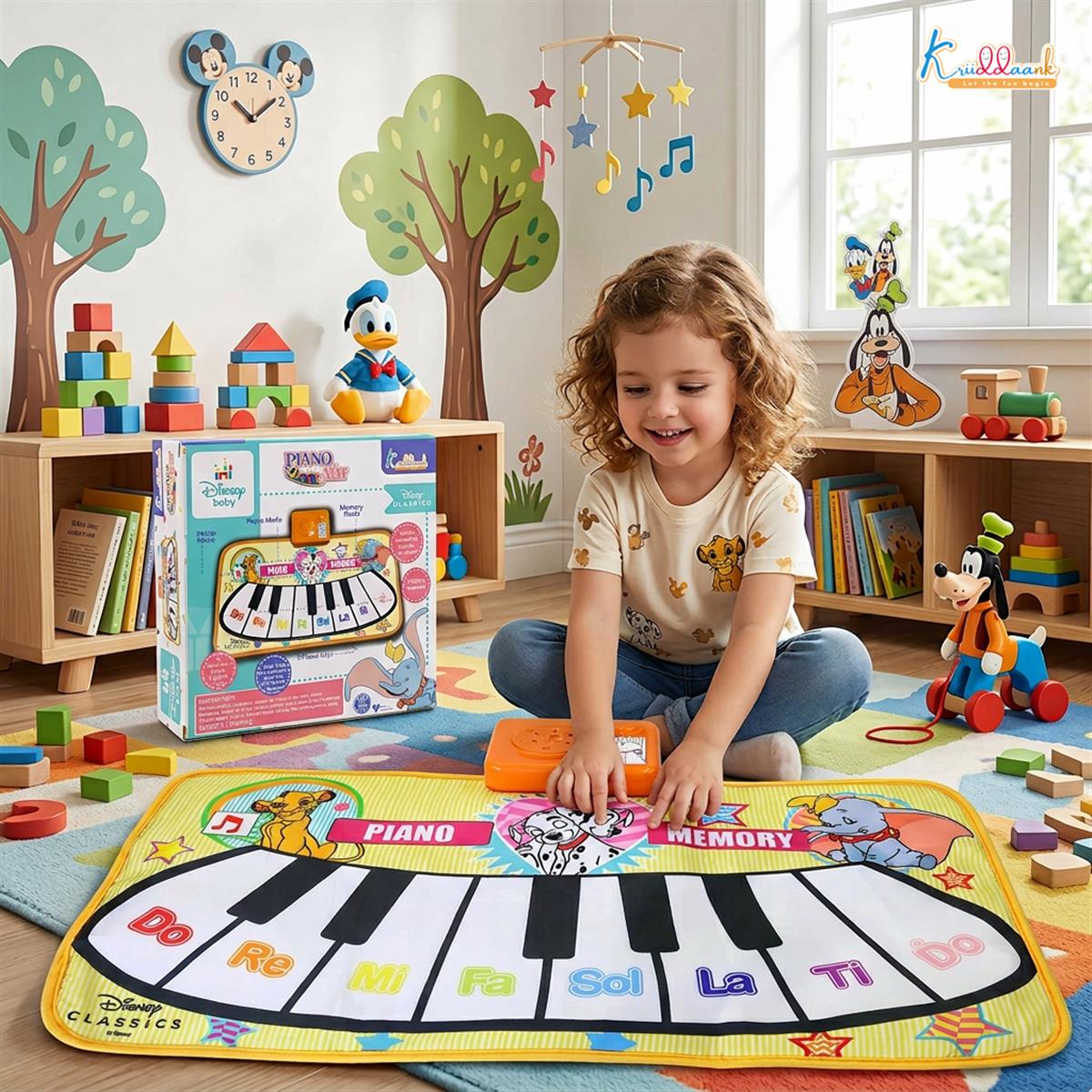 Disney Piano Music Mat - Electronic Floor Keyboard for Toddlers & Kids | Interactive Musical Dance Playmat with 8 Piano Keys & 3 Function Keys | Educational Learning Toy for Boys & Girls 3+ Years