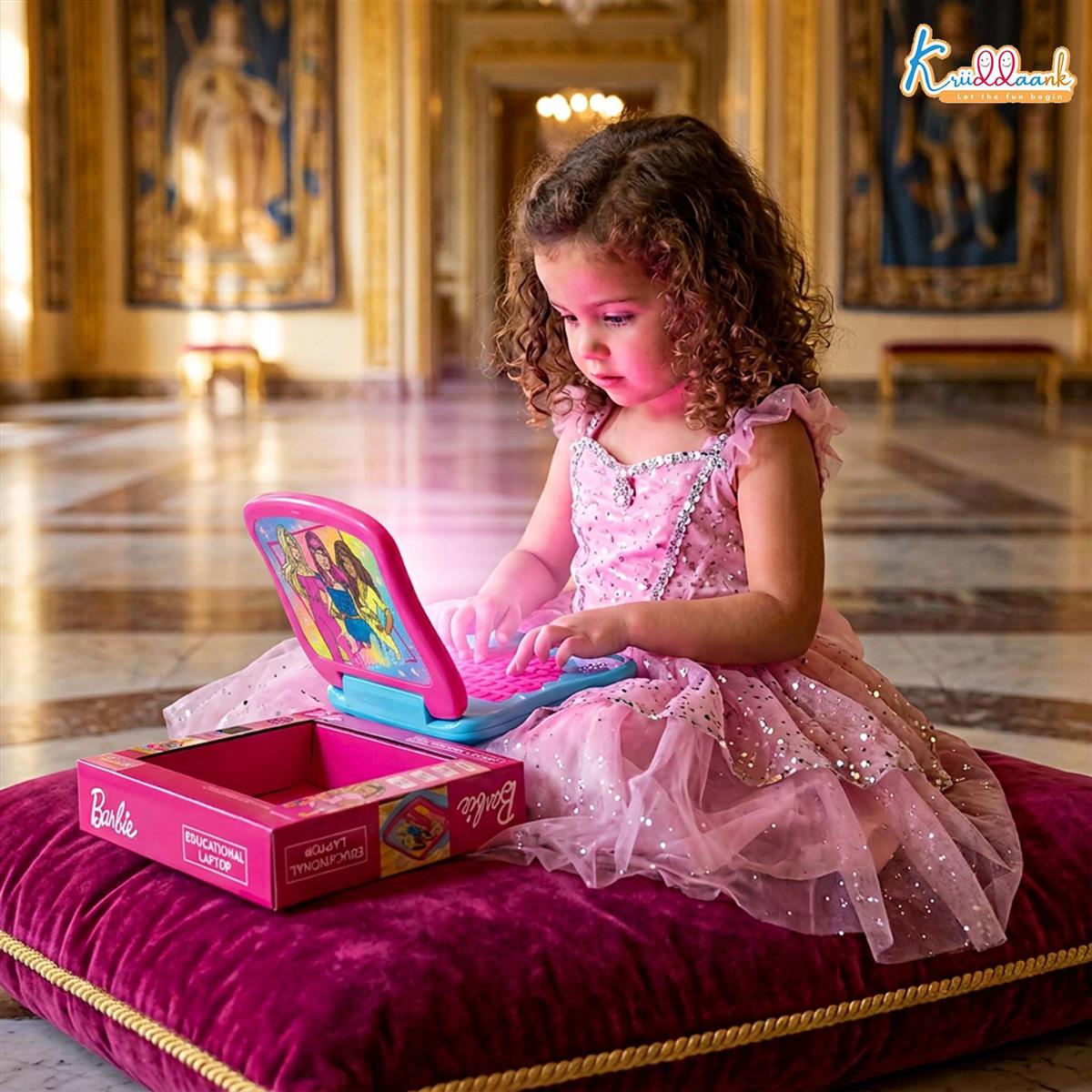 Barbie Educational Laptop with Screen for Kids - Interactive ABC & 123 Learning Toy for Preschoolers - Pink Electronic Learning Computer for Girls 3+ Years - Early Development & Fine Motor Skills