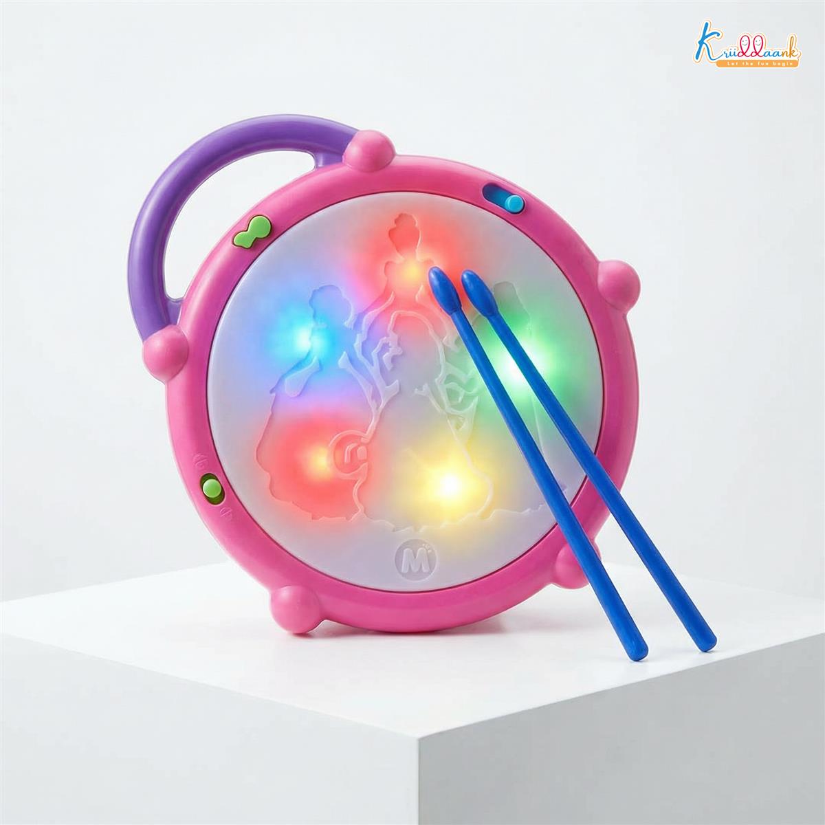 Disney Princess Flash Drum Toy for Girls - Musical Light-Up Drum with 3D LED Lights, 9 Songs & Drum Sounds, 3 Modes - Interactive Educational Toy for Kids Aged 3+ Years (Pink)
