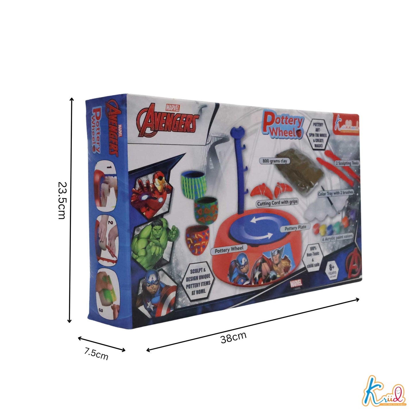 Kriiddaank PotteryWheel-AvengersThemePW-100450ByMarvelSuperhero Pottery Craft Kit for KidsMarvel Avengers Clay Art SetMarvel Themed Arts & Crafts SetBest Pottery Wheel for KidsCreative Superhero Pottery Making Kit