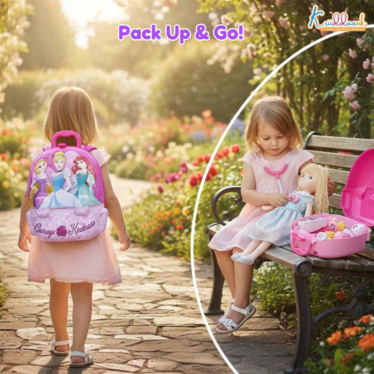 Disney Princess Backpack Doctor Gift Set for Girls - 8-Piece Kids Medical Kit with Interactive Stethoscope, Light & Sound Effects - Fun Educational Pretend Play Toy for Ages 3+