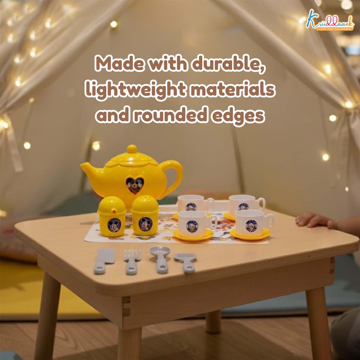 Disney Mickey Tea Party Set for Kids - 15 Pcs Pretend Play Kitchen Toy with Electronic Kettle, Realistic Boiling Sounds & Lights - Safe & Durable Tea Set with Cups & Saucers for Ages 3+