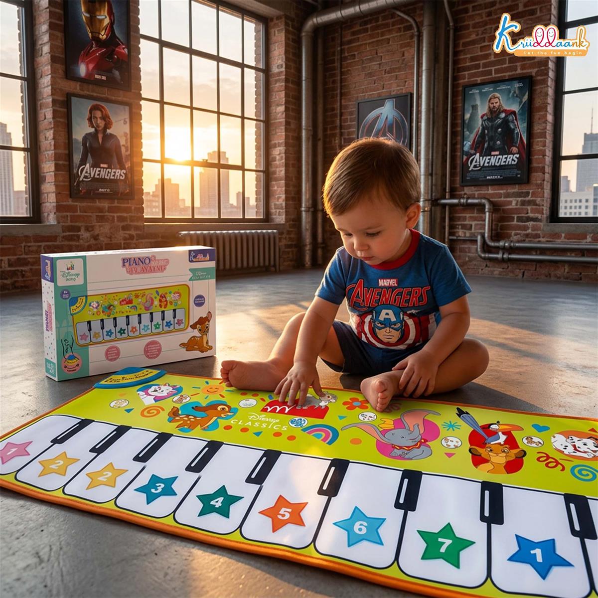Kriiddaank Piano Music Play Mat for Kids - Classical Interactive Musical Floor Mat for Sensory Development & Learning - Large 108cm Touch Sensitive Toy for Boys & Girls 3+ Years (Multicolor)