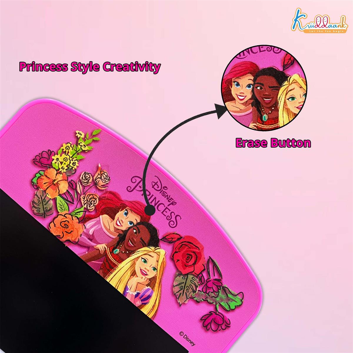 Kriiddaank Princess 10.5 Inch LCD Writing Tablet for Kids, Electronic Drawing Pad & Doodle Board, Reusable Travel Slate for Girls, Educational Birthday Gift for 3 4 5 6 7 8 9 10 Year Olds, Pink