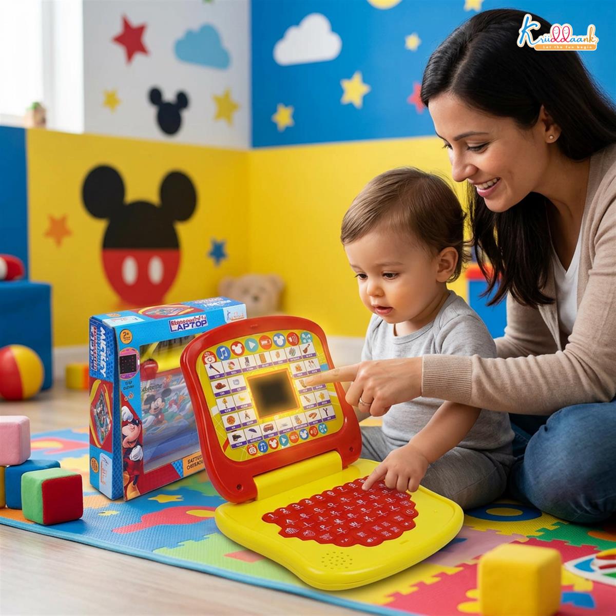 LTS Mickey Mouse Theme Educational Laptop for Kids - Interactive Preschool Learning Toy with Alphabet, Numbers & Word Pronunciation, Battery Operated English Computer for Boys & Girls 3+ Years