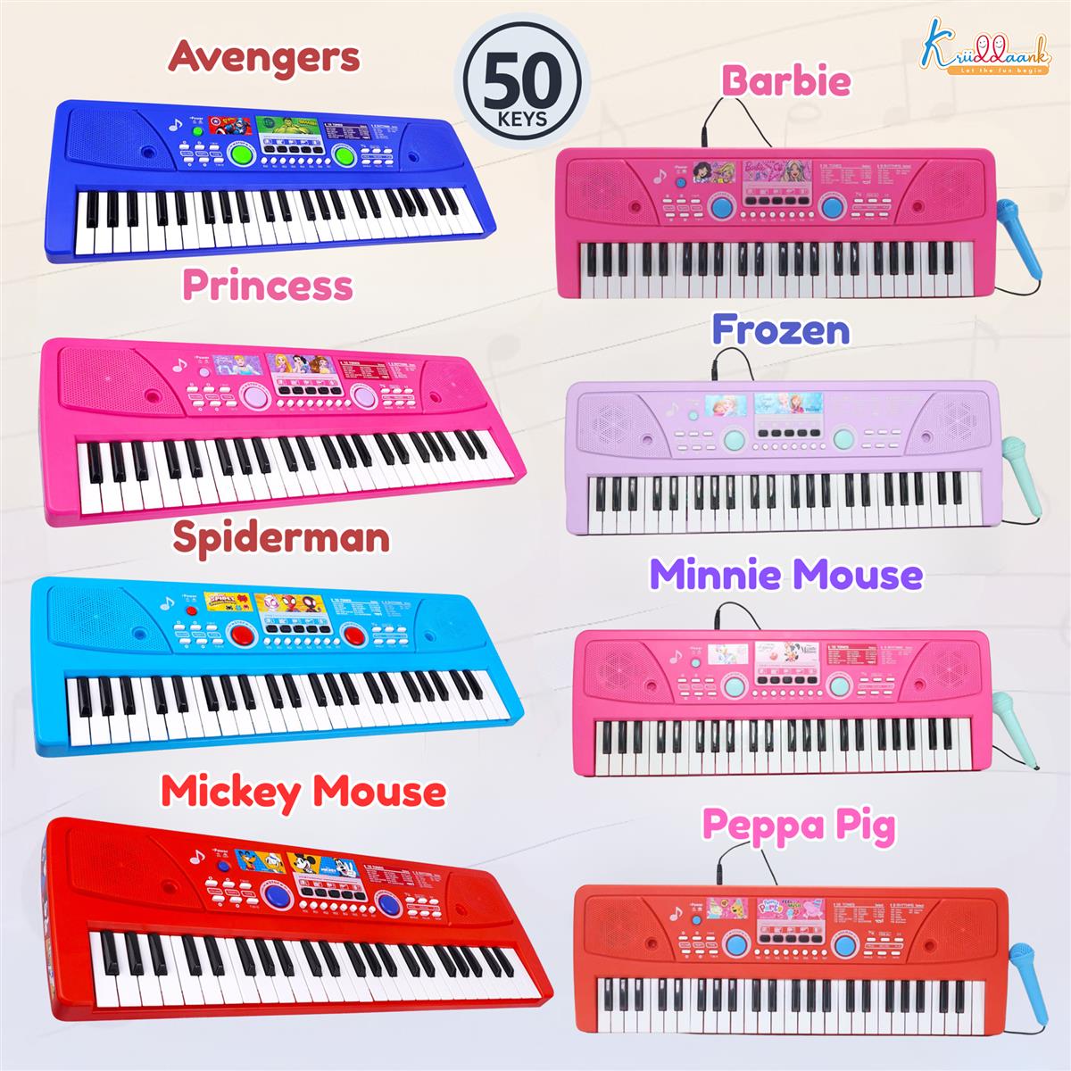 Hasbro Peppa Pig 61-Key Digital Keyboard Piano for Kids - Musical Learning Toy with Microphone, 8 Instrument Sounds, 16 Rhythms, USB & Battery Powered - Pink (KD-500)