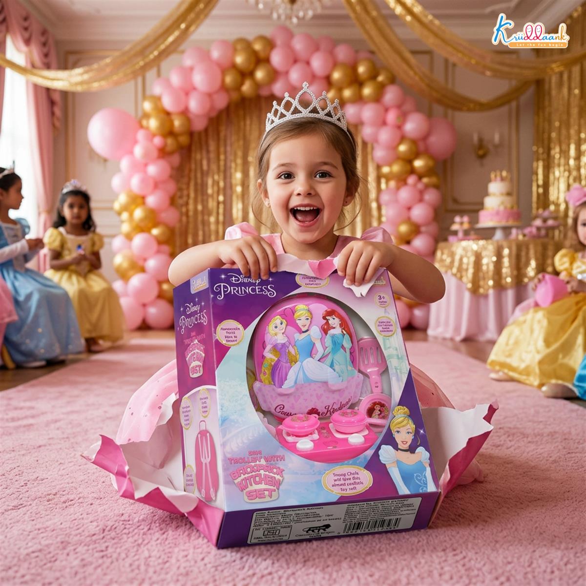 Disney Princess Backpack Kitchen Gift Set for Kids - 21 Pcs Pretend Play Cooking Toy with Music, 2-in-1 Portable Backpack Kitchen Set for Girls, Includes Accessories, Pink, Ages 3+