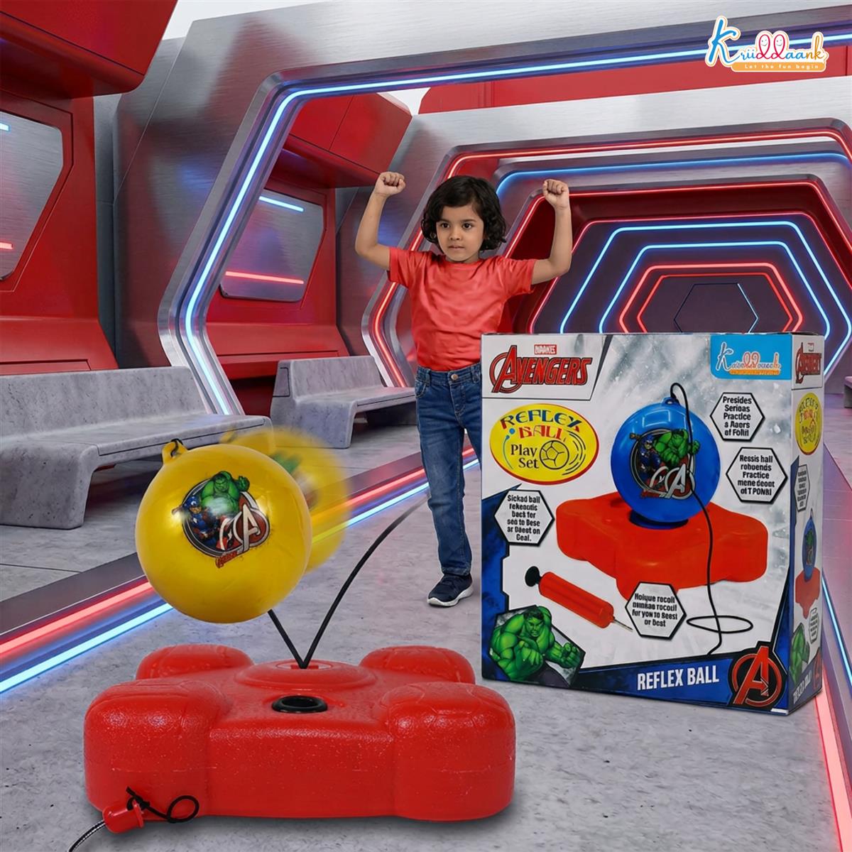 Marvel Avengers Reflex Soccer Ball - Solo Training Kit for Kids | Indoor & Outdoor Football Practice Set | Adjustable Recoil Action Rebounder | Portable Soccer Skills Trainer for Boys & Girls 3+
