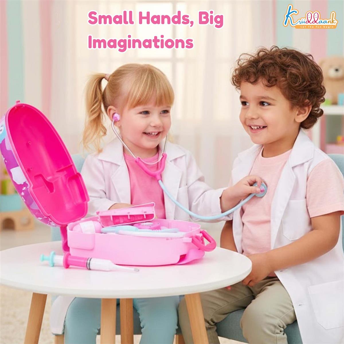 Barbie Kids' Portable 2-in-1 Doctor Kit Backpack & Suitcase with Lights and Sounds - 8 Piece Pretend Play Medical Set for Girls & Boys Ages 3+ - Educational Roleplay Toy (Pink)