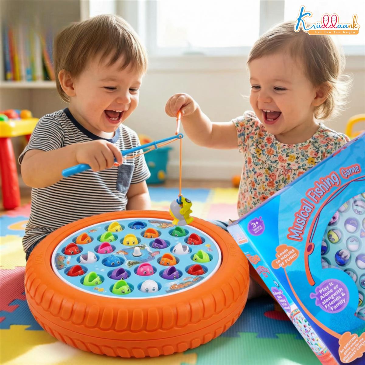 Kriiddaank Nemo Theme Musical Rotating Fishing Game for Kids - Interactive Battery Operated Learning Toy with 45 Fishes & 4 Fishing Poles - Educational Fun for Boys & Girls Ages 3+
