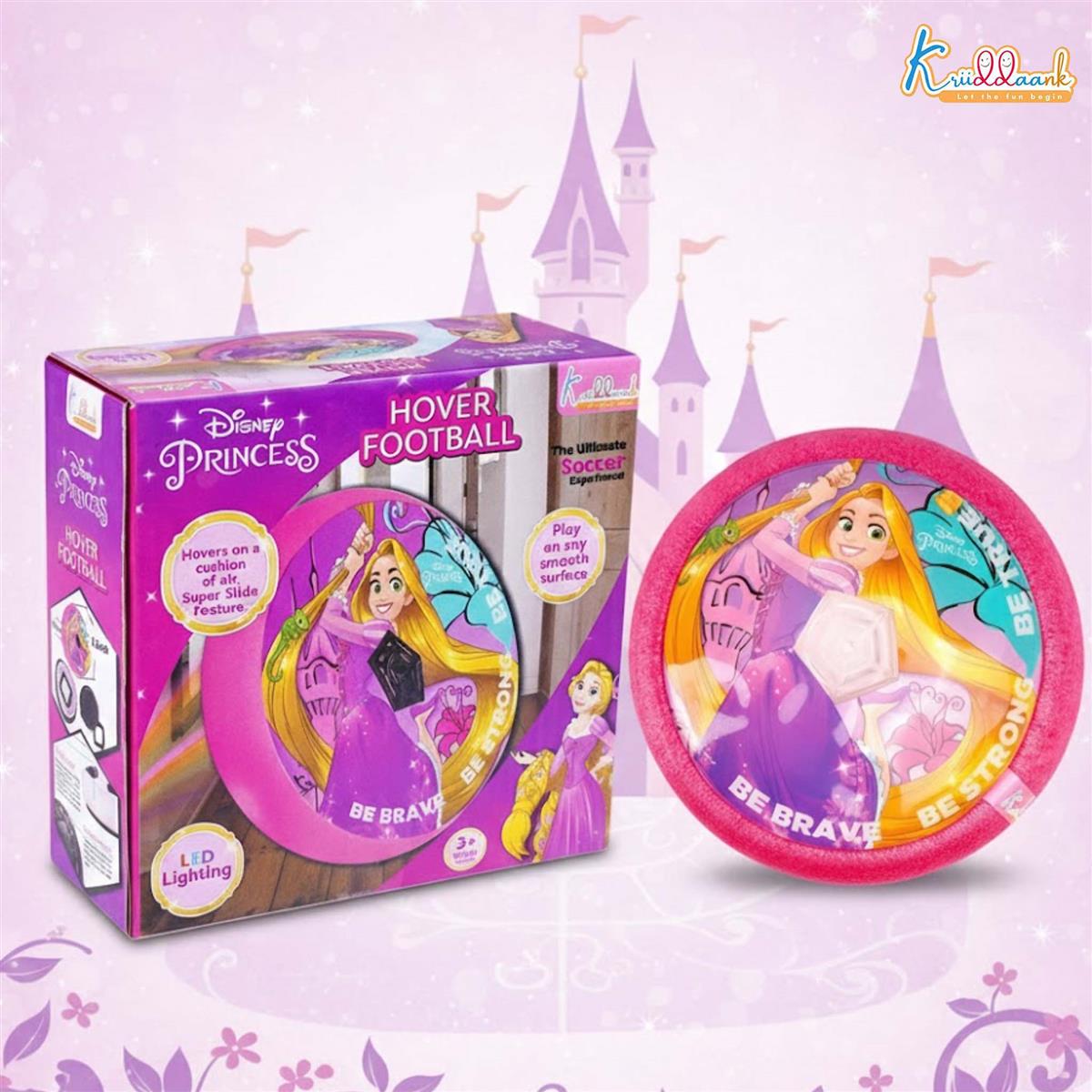 Disney Princess Hover Football - Indoor Air Power Soccer Ball with LED Lights & Foam Bumper - Pink Gliding Toy for Kids, Safe Smooth Surface Play, Birthday Gift for Girls Ages 3+