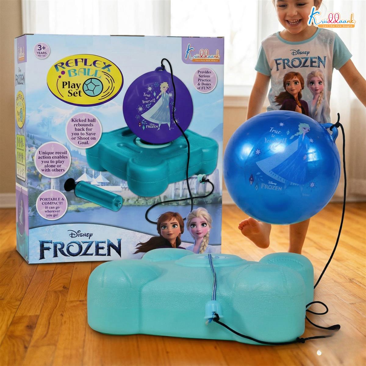 Disney Frozen Reflex Soccer Ball Training Kit for Kids - Indoor & Outdoor Solo Football Trainer with Recoil Action - Portable & Compact Soccer Practice Set for Boys & Girls Ages 3+