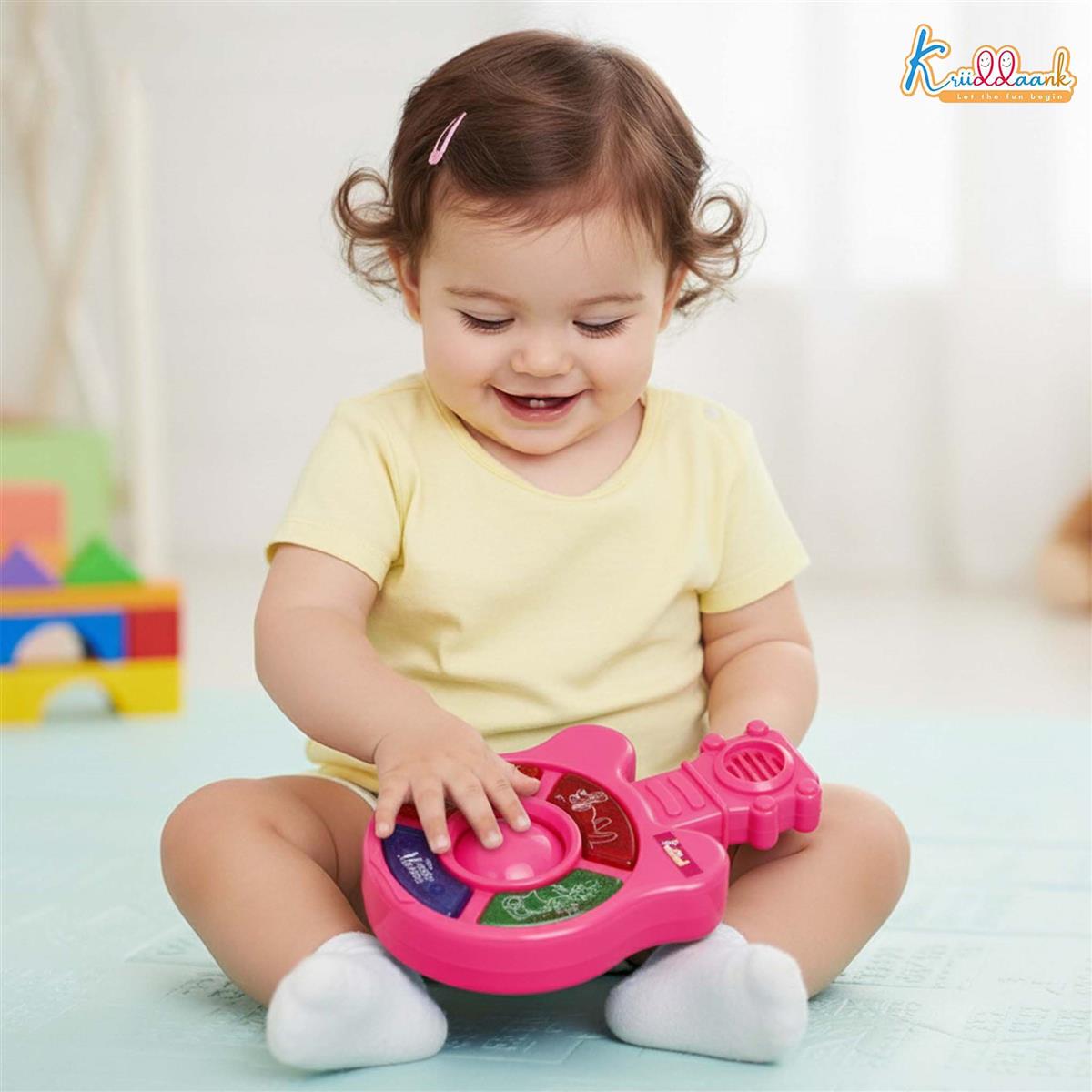 Minnie Mini Music Guitar for Kids - Portable Musical Toy with Interactive Buttons & Sound Effects, Battery Operated Educational Instrument for Toddlers, Durable Pink Guitar Toy (Ages 3+)