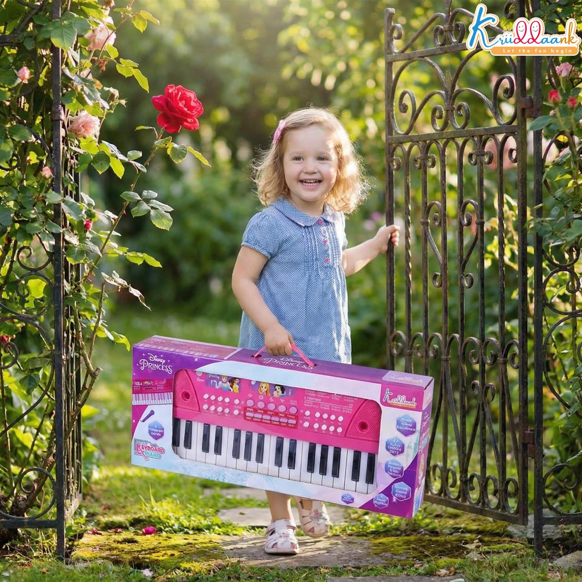 Princess Keyboard Piano for Girls - 37 Keys Musical Toy with Microphone, 8 Rhythms, 8 Tones & USB/Battery Power - Educational Learning Gift for Kids Aged 3+ Years - Pink
