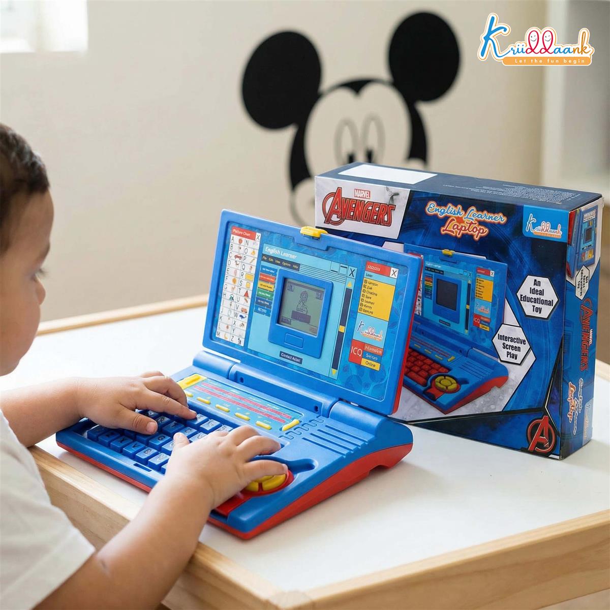 Kriiddaank Avengers Educational Laptop for Kids, 20 Learning Activities for 3+ Year Old Boys, Interactive Toy for Alphabet, Numbers, Math, Music & Logic, Memory Skill Development, Red