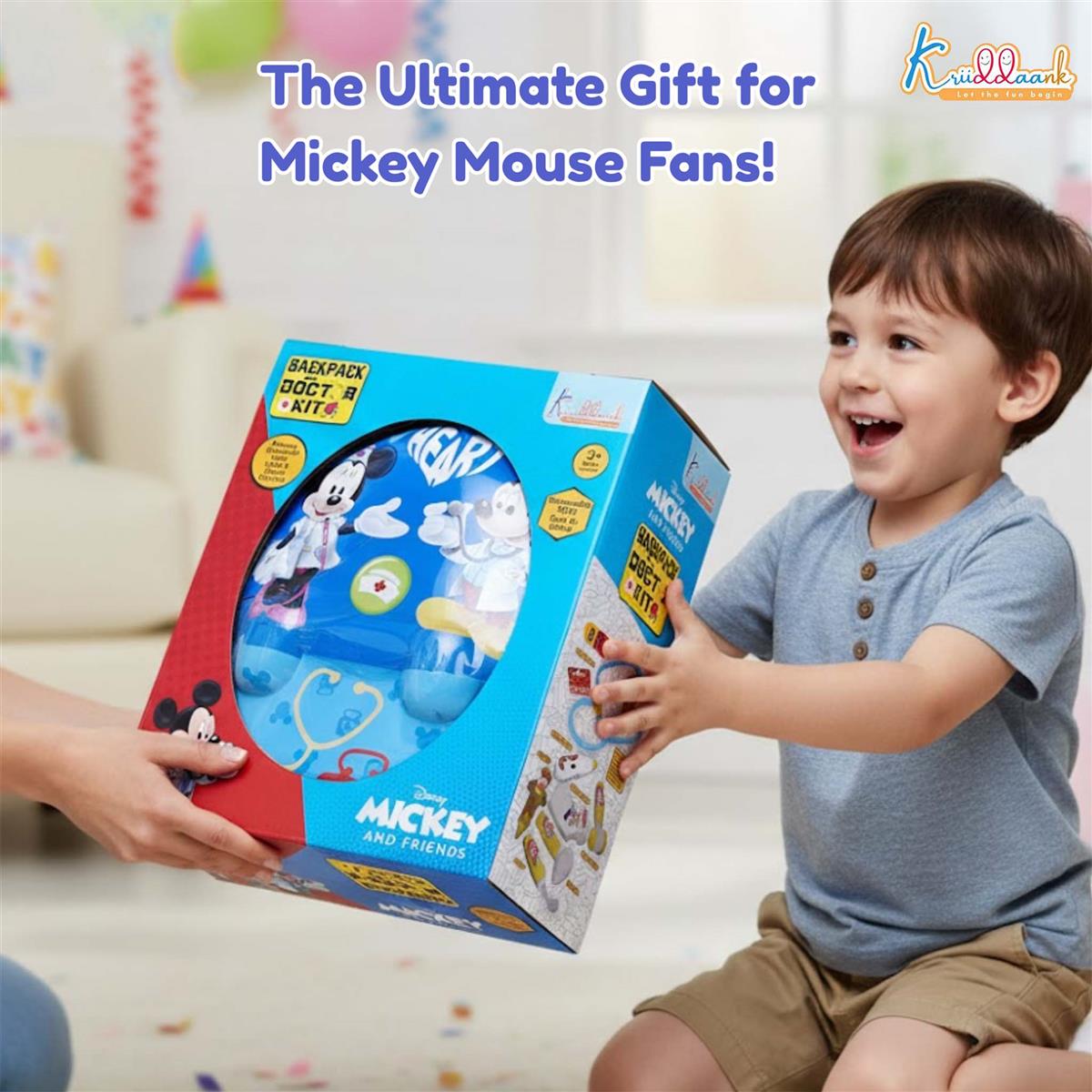 Disney Mickey Theme Backpack Doctor Gift Set for Kids - 8 Pcs Medical Kit with Interactive Light & Sound Stethoscope, Portable Educational Role Play Toy for Boys & Girls Ages 3+