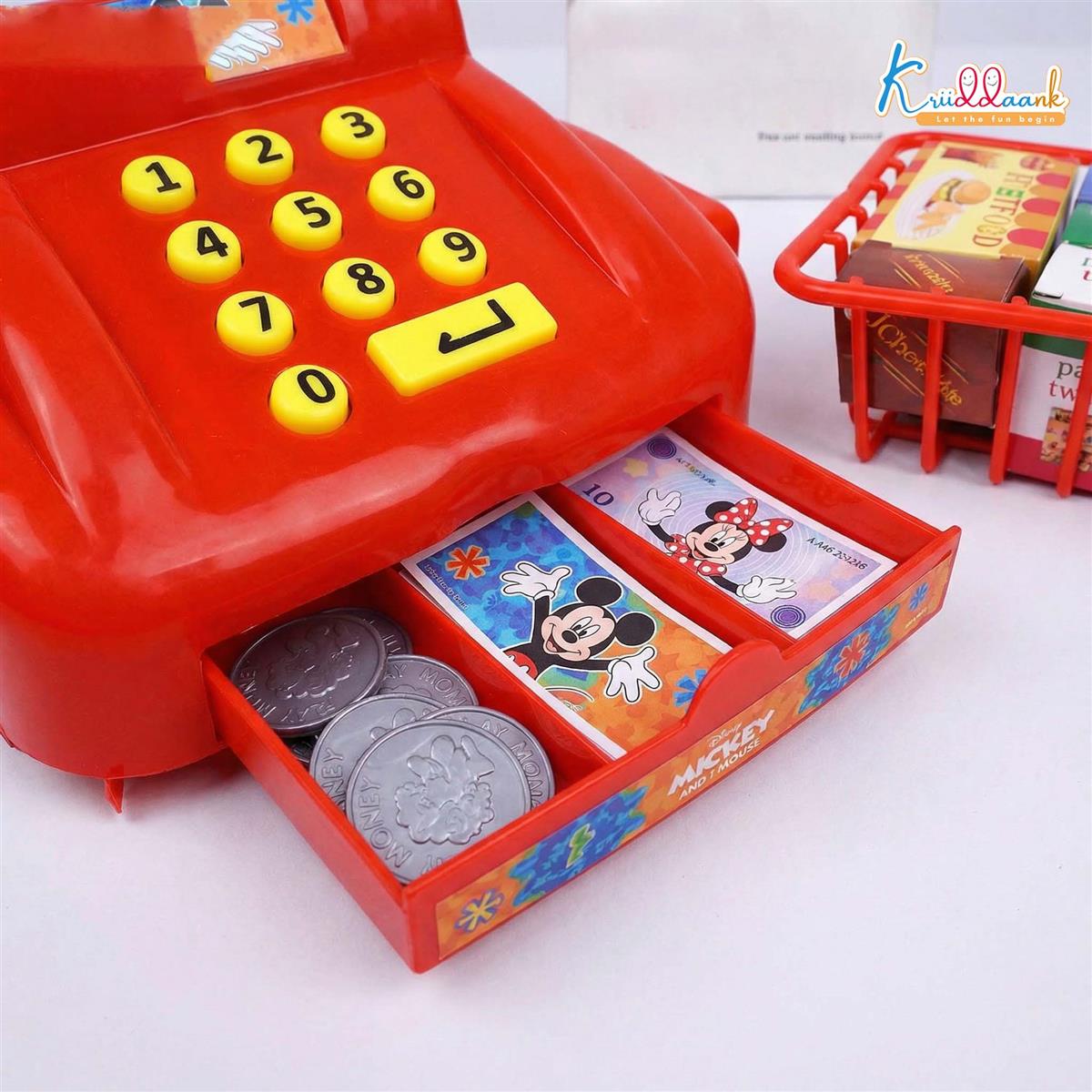 Disney Mickey Cash Register for Kids - 29 Pc Pretend Play Set with Play Money, Credit Card & Realistic Sound Effects - Educational Toy for Boys & Girls Ages 3+