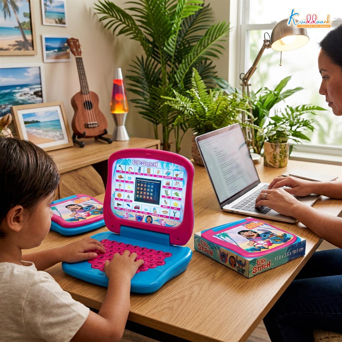 Stitch Educational Laptop for Kids with Screen - Learn Alphabets, Numbers, Words & Music - Interactive Learning Toy for Boys & Girls Ages 3+ - Logic & Memory Development, Stitch Theme Blue